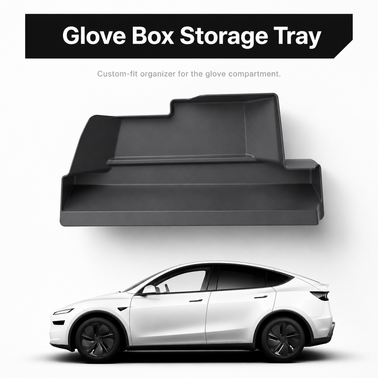 Black TPE Glove Box Storage Organizer for Tesla Model Y Juniper 2025.03+