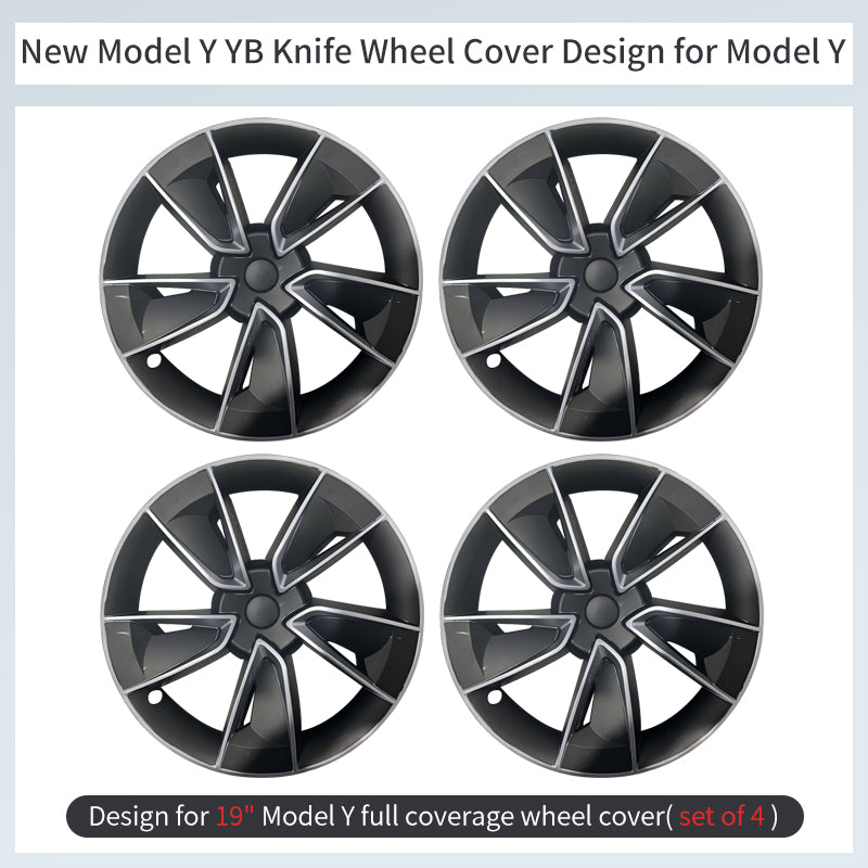 Tesla Model Y Juniper Hubcap X Style 19'' YB Knife Wheel Covers Tesstudio®