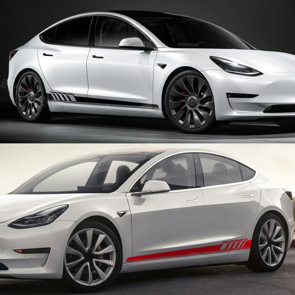Side Skirt Decal DIY Sticker Side Body Racing Stripe Sticker For Tesla Model 3/Y/S/X