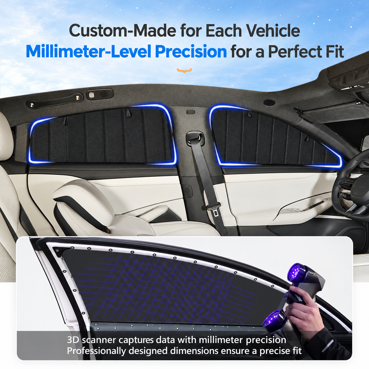 Foldable Privacy Window Sun Shades for Rivian R1S / R1T (2022–2025)