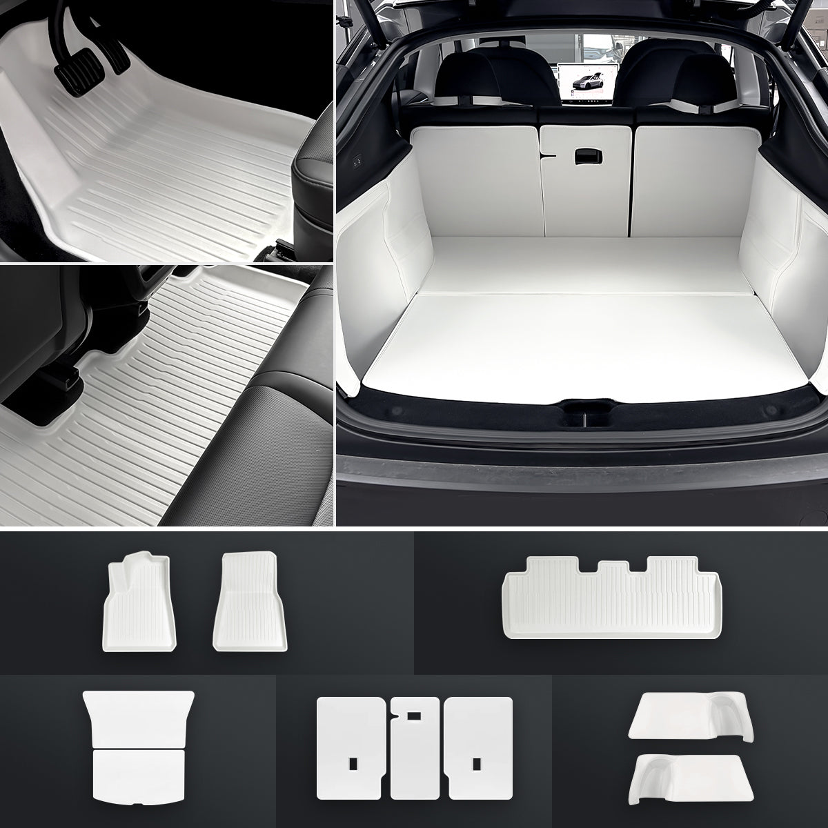 Matte White Interior Upgrade Kit For Tesla Model Y Juniper 2025+
