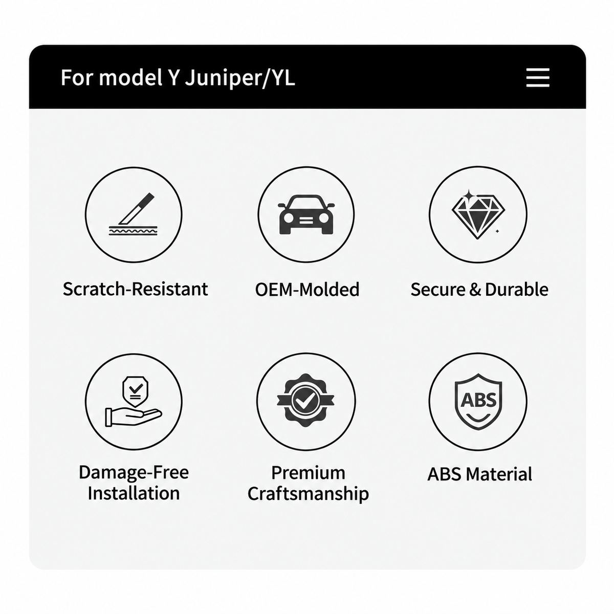 ABS Front Dashboard Ambient Light Trim for Tesla Model Y Juniper / Model Y L