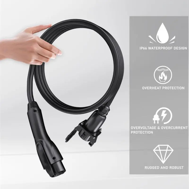 J1772/Type 1 EV Charger Extension Cable Compatible for All SAE J1772 Chargers