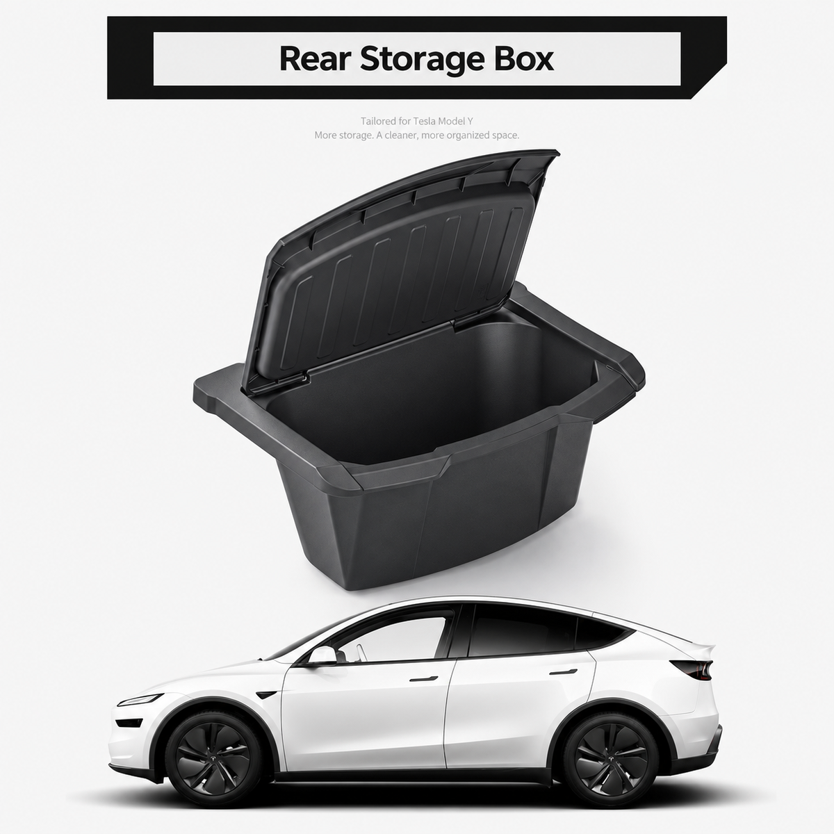 TPE Rear Armrest Storage Box with Flip-Top Lid for Tesla Model Y Juniper / Model Y L