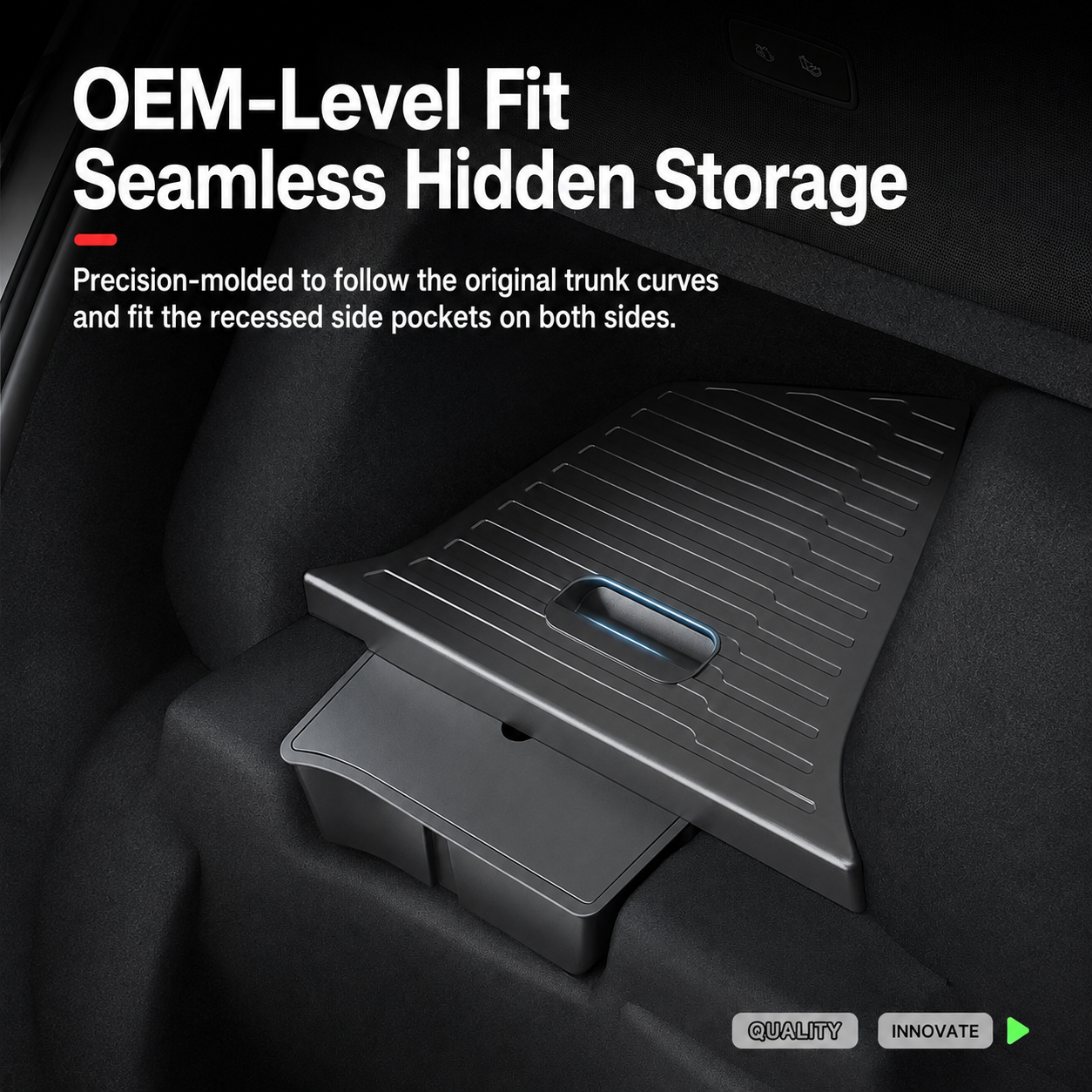Trunk Storage Bin with Side Pocket and Pull Handle for Model Y L 2025.11+