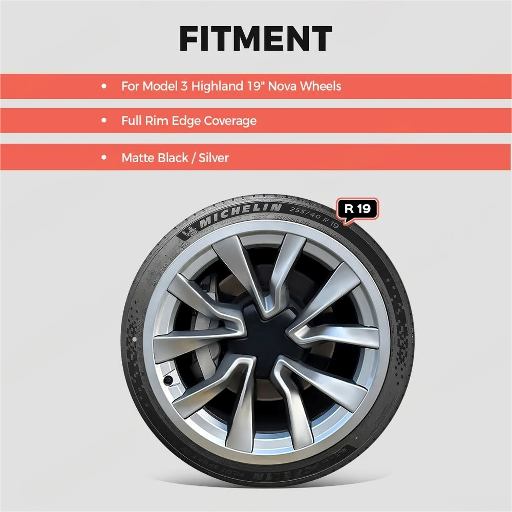 Model 3 Highland (2023.08+) 19’’ X-Style Wheel Covers–Aerodynamic,Protective Stylish Upgrade