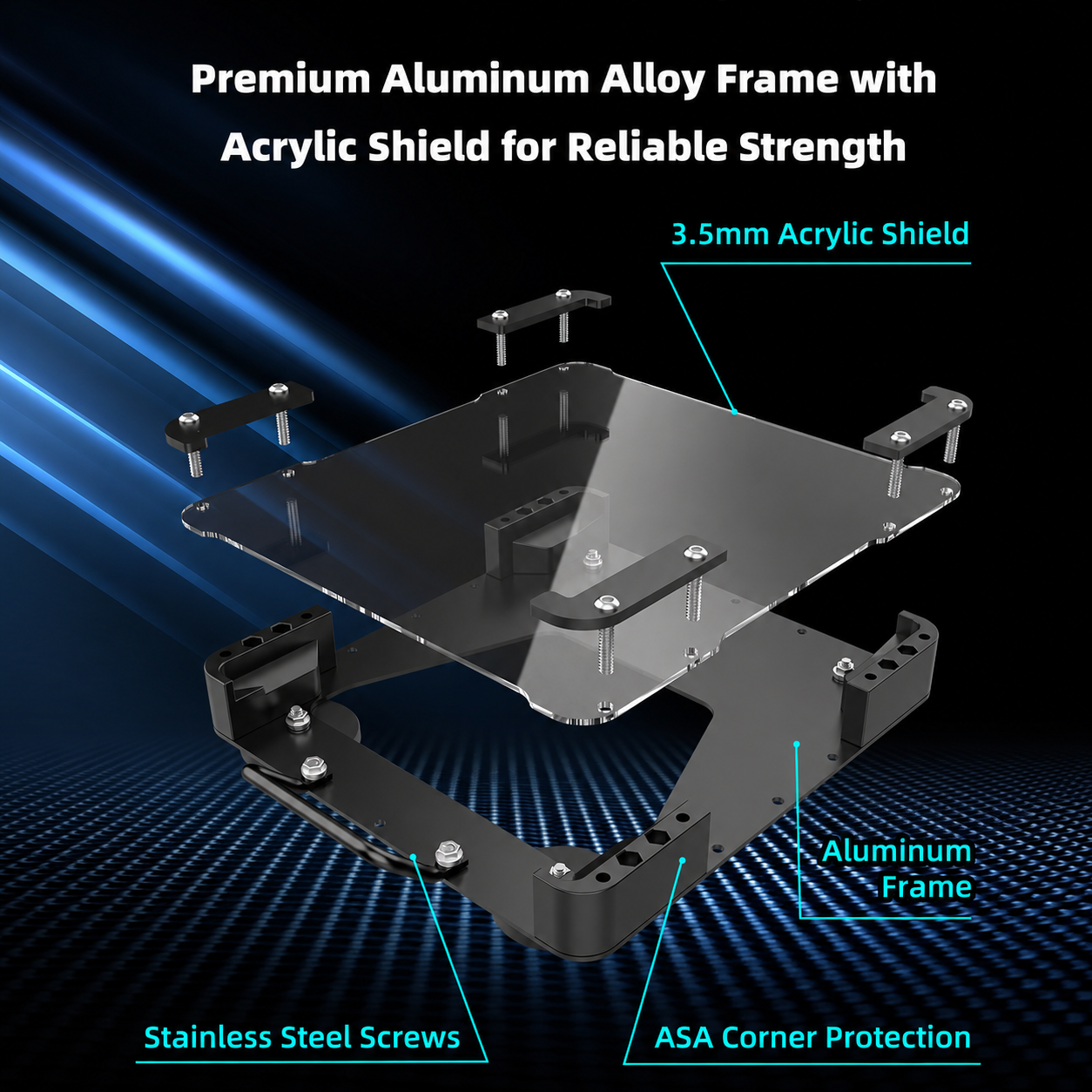 Starlink Mini roof mount with 3.5mm acrylic shield aluminum alloy frame and stainless steel screws