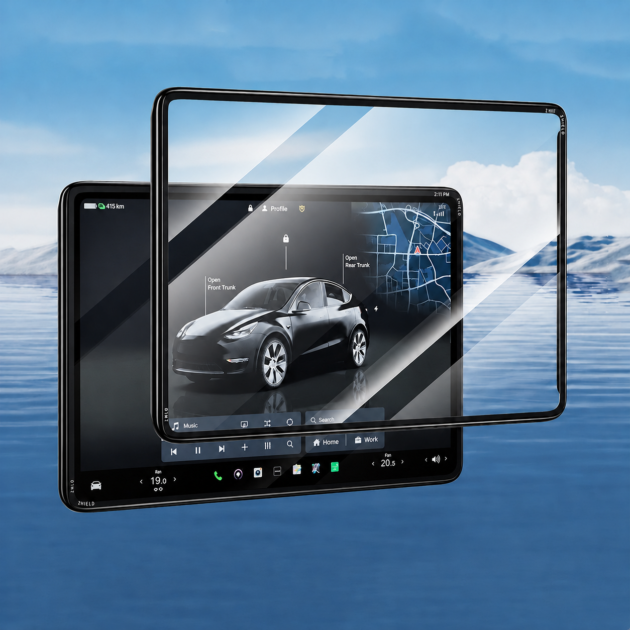 All-in-One Central Screen Tempered Glass & Frame Cover for Tesla Model 3/Y