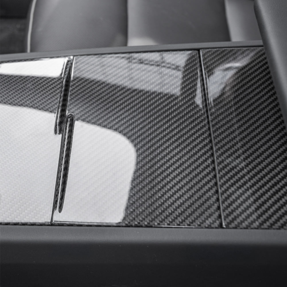 Carbon Fiber Center Console Overlays Gen 2 for Model 3 2024+ & Model Y 2025+