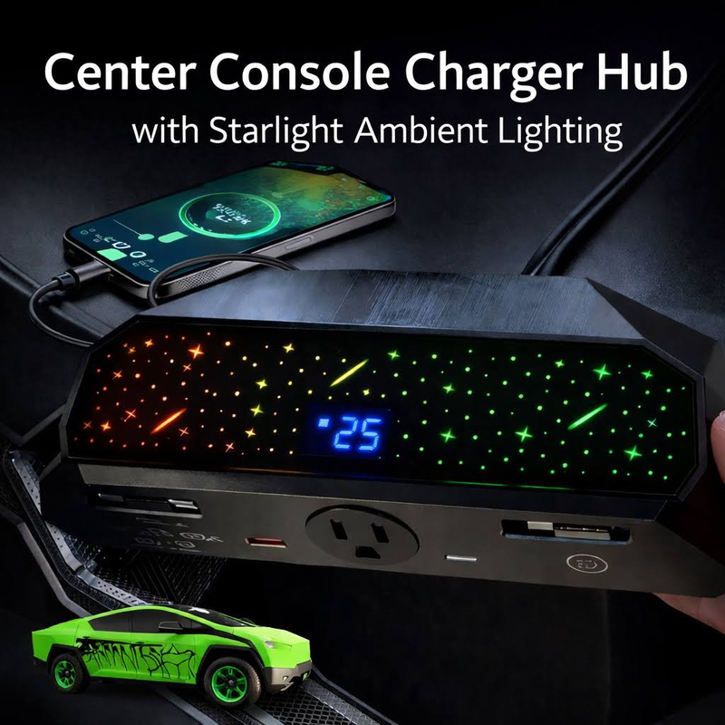 Tesstudio Center Console 110V/USB Charger Hub Outlet With 110V(AC)/5V For Tesla Cybertruck