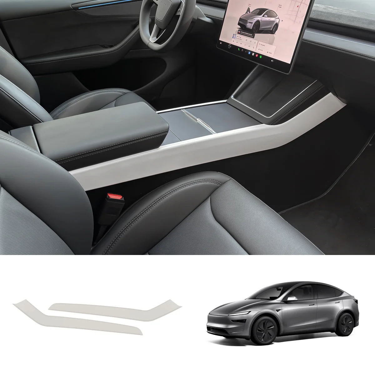 Matte White Interior Upgrade Kit For Tesla Model Y Juniper 2025+