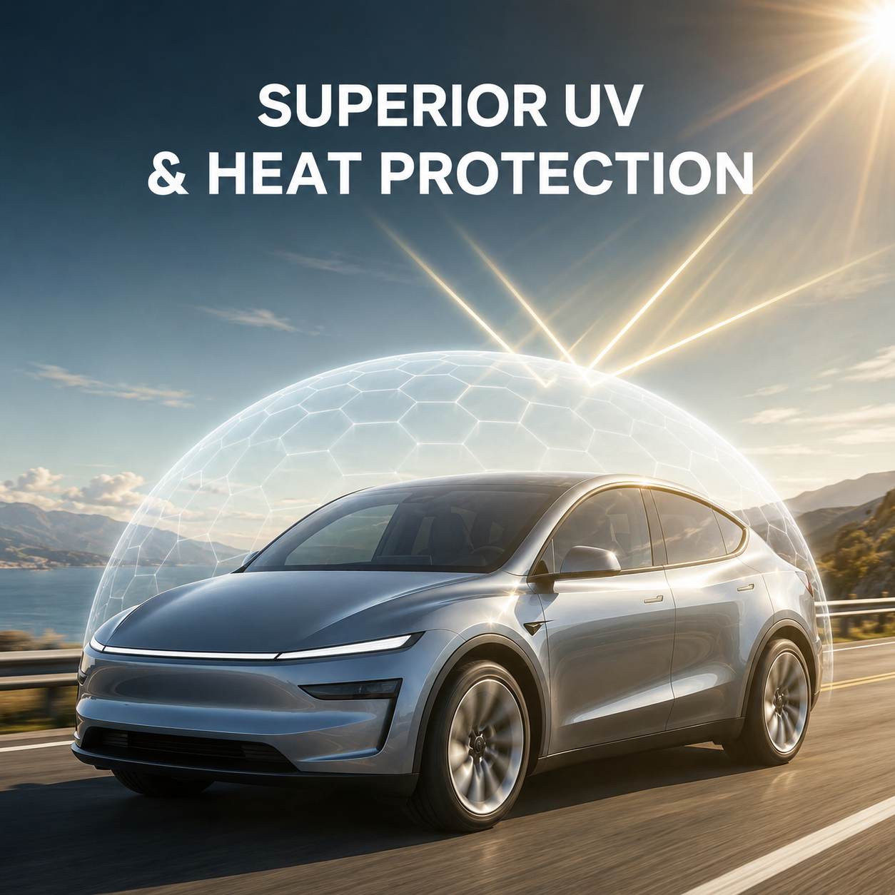 Retractable Roof Sunshade with Dual 1/4" Mounts and Magnetic Points for Tesla Model Y/Y Juniper