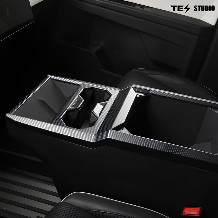 Center Console Cup Holder Panel Trim Cover(Carbon Fiber Pattern ABS) For Cybertruck