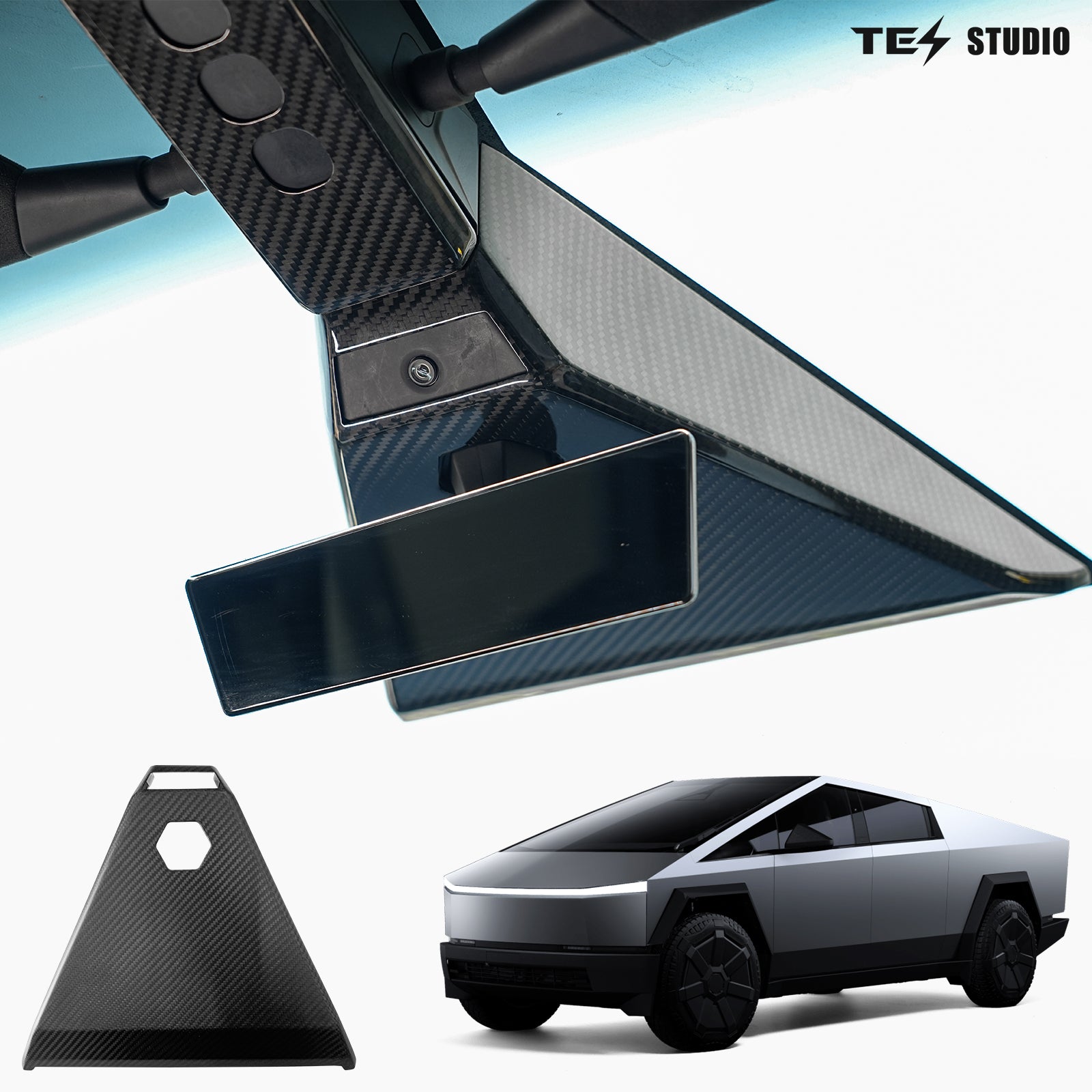 [Real Carbon Fiber] Tesla Cybertruck Mirror Cover Cybertruck Mirror Frame Cover Tesla Cybertruck Interior Accessories Tesstudio®