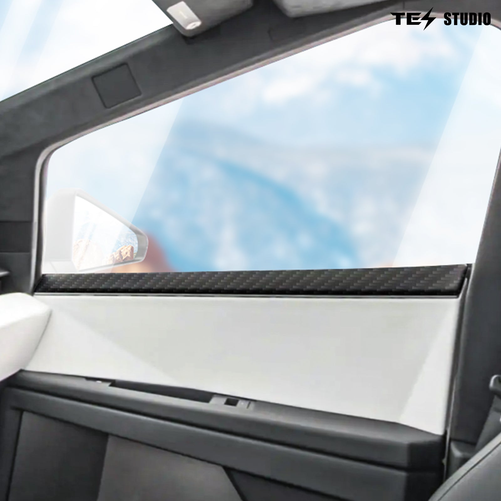 [Real Carbon Fiber] Tesla Cybertruck Accessories Door Panel Covers Premium Front & Rear Upper Overlays Tesstudio®