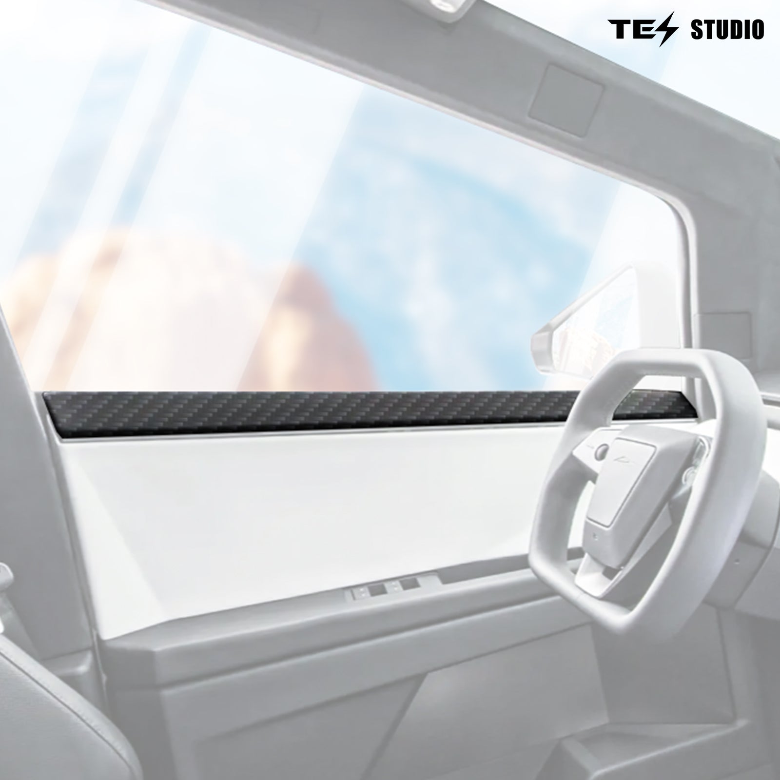 [Real Carbon Fiber] Tesla Cybertruck Accessories Door Panel Covers Premium Front & Rear Upper Overlays Tesstudio®