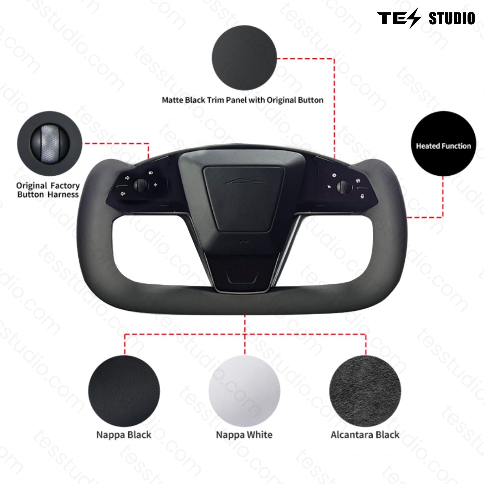 Cybertruck Yoke Steering Wheel and Carplay Dashboard Screen C9 9-in Touch Screen Combo Tesstudio®
