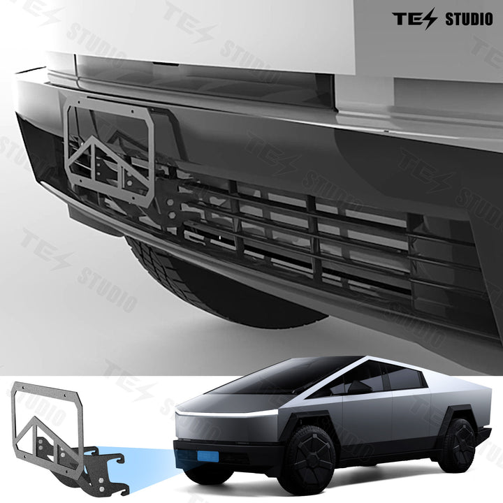 Front License Plate Mount No Drilling Removable For Tesla Cybertruck Premium AWD 2024+