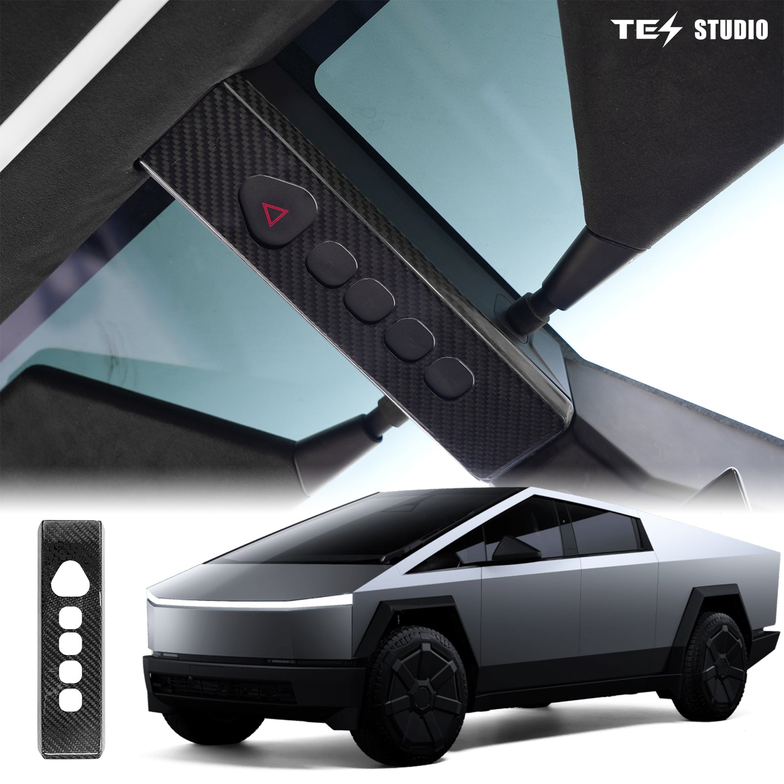 Tesla Cybertruck Carbon Fiber Reading Light Cover Cybertruck Dome Light Cover Tesla Cybertruck Interior Accessories Tesstudio®