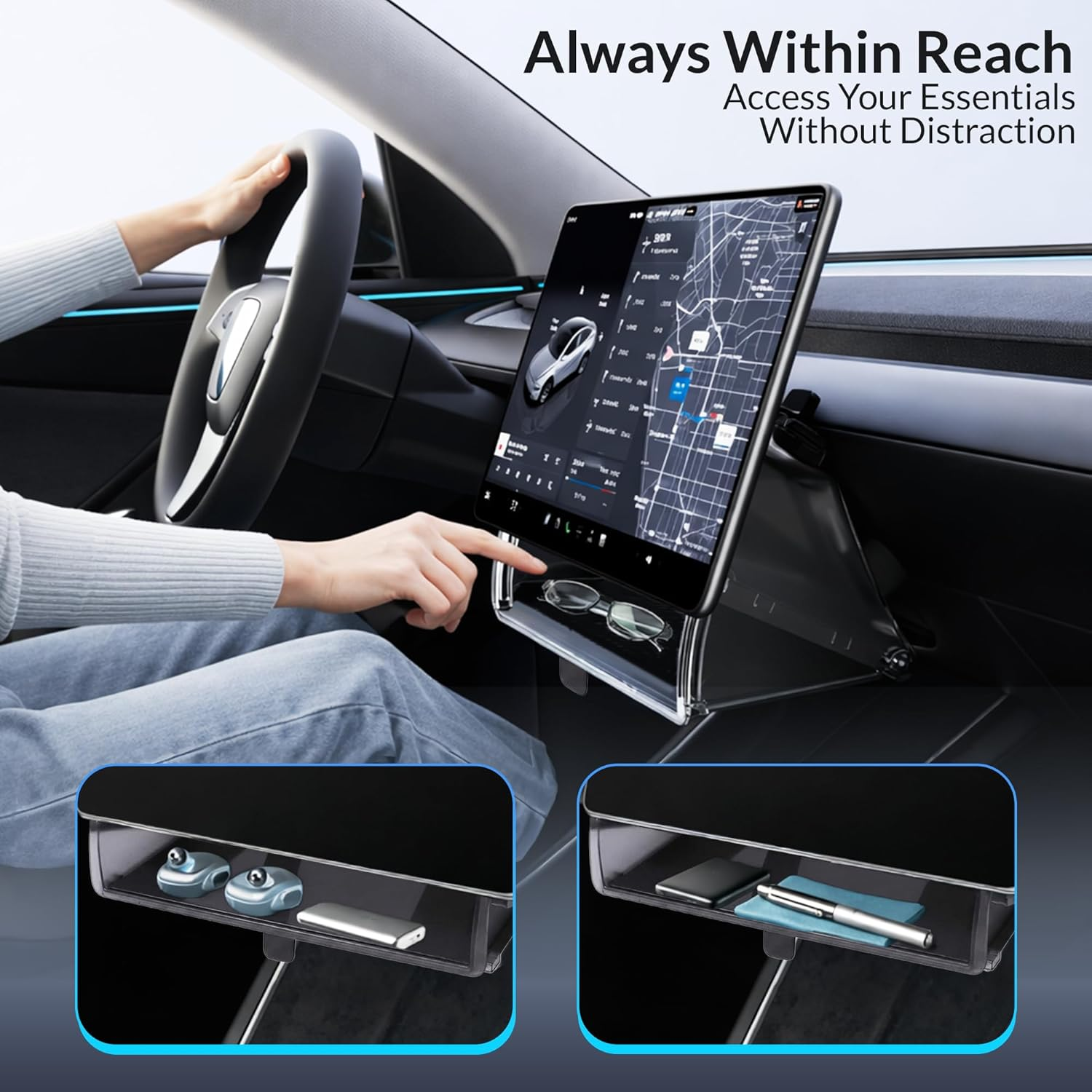 Tesla Model 3 Highland / Model Y Juniper Hidden Central Control Screen Lower Storage Box | Center Console Organizer
