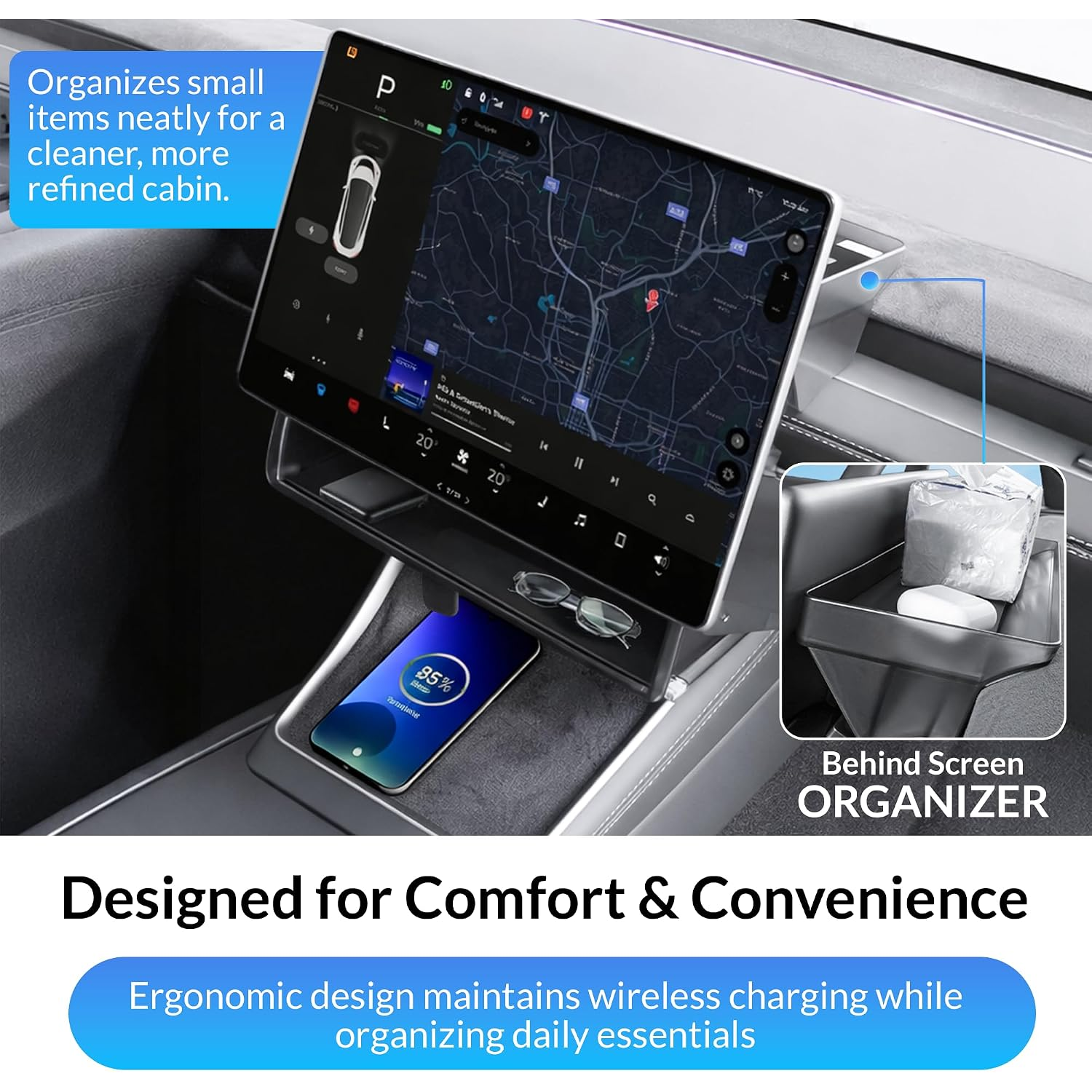 Tesla Model 3 Highland / Model Y Juniper Hidden Central Control Screen Lower Storage Box | Center Console Organizer