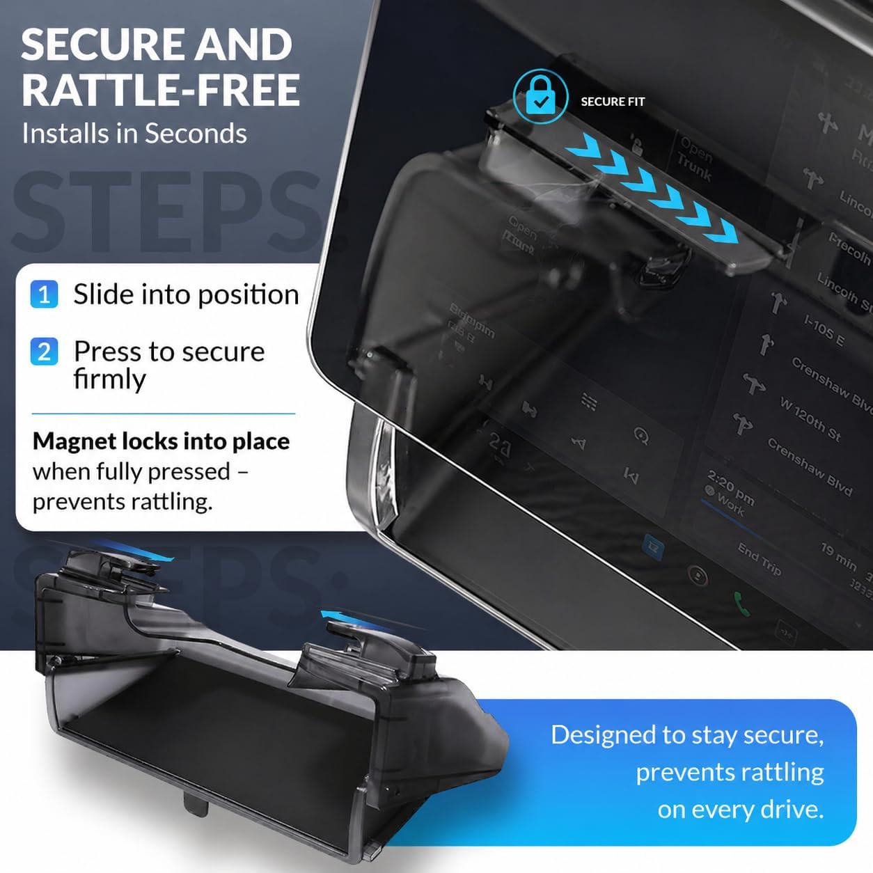 Tesla Model 3 Highland / Model Y Juniper Hidden Central Control Screen Lower Storage Box | Center Console Organizer