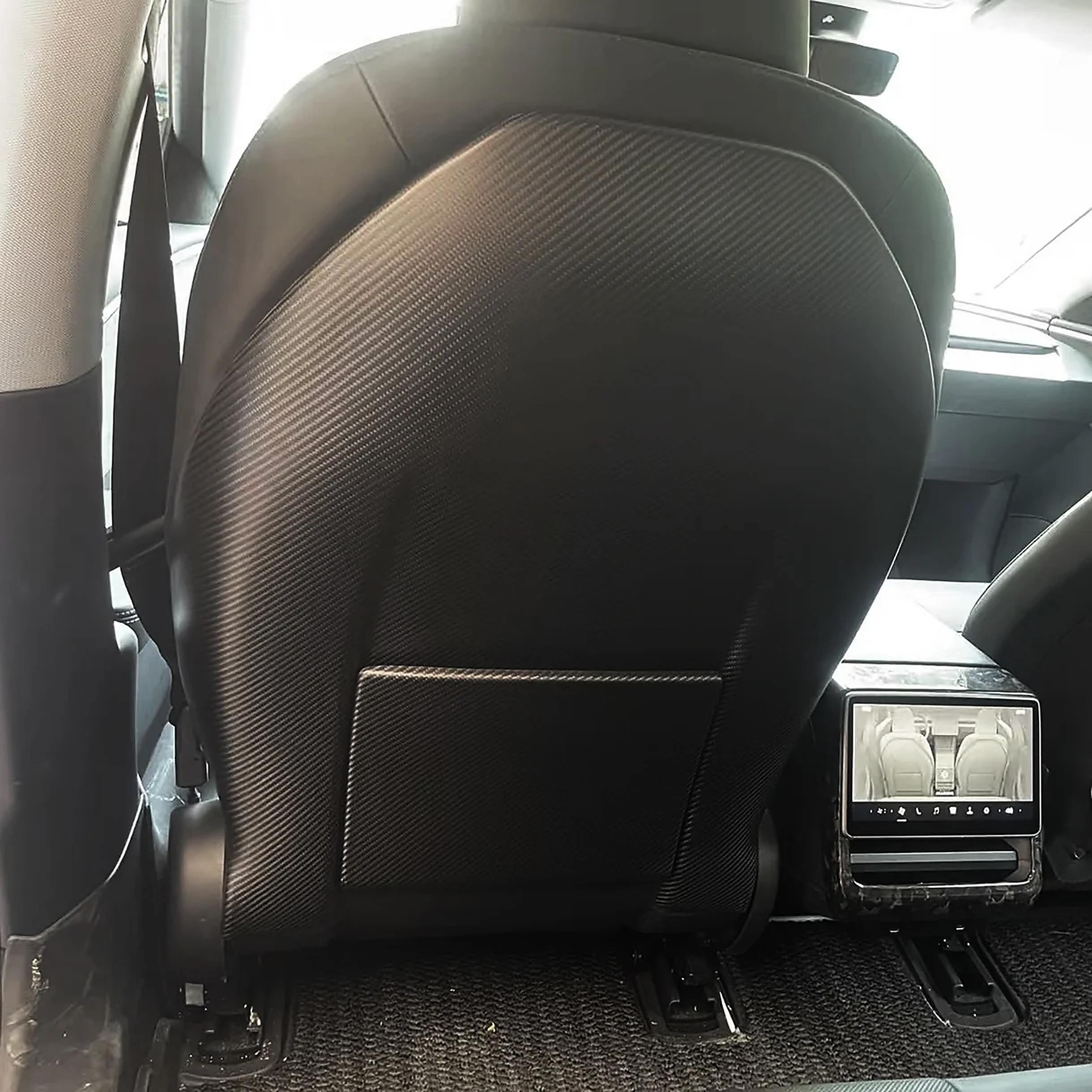 4-Piece Carbon Fiber Seat Back Cover Set for Tesla Model 3 Highland / Model Y Juniper / Model Y L