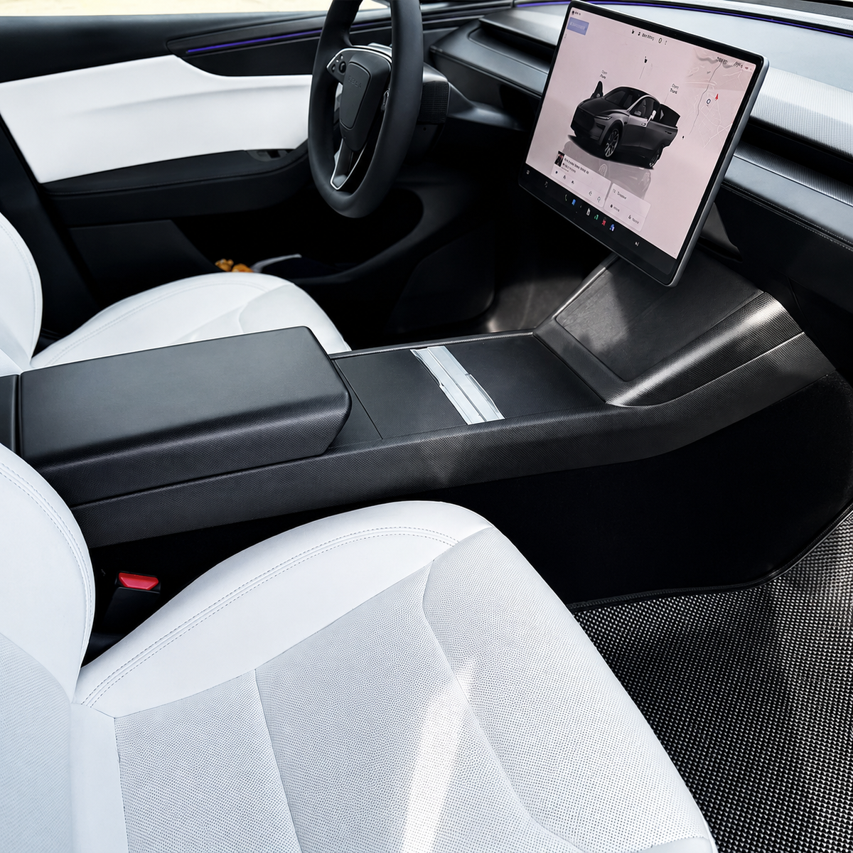 Carbon Fiber Center Console One-Piece Trim Frame for Tesla Model 3 Highland / Model Y Juniper / Model Y L
