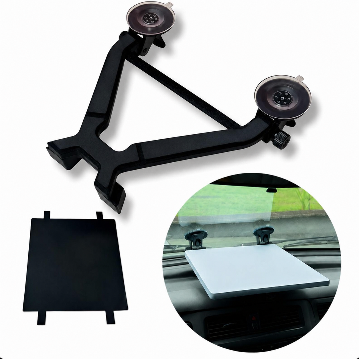 Starlink Mini Windshield Suction Cup Mount Base with Crossbar and Black Anti-Glare Cloth