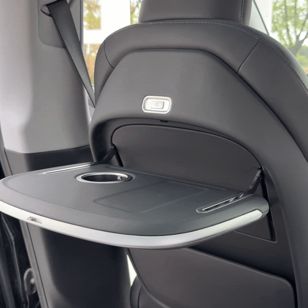 Tesla Electric & Manual Folding Tray Table with Wireless Charger and Ambient Lighting for Model Y / Y Juniper / 3 Highland