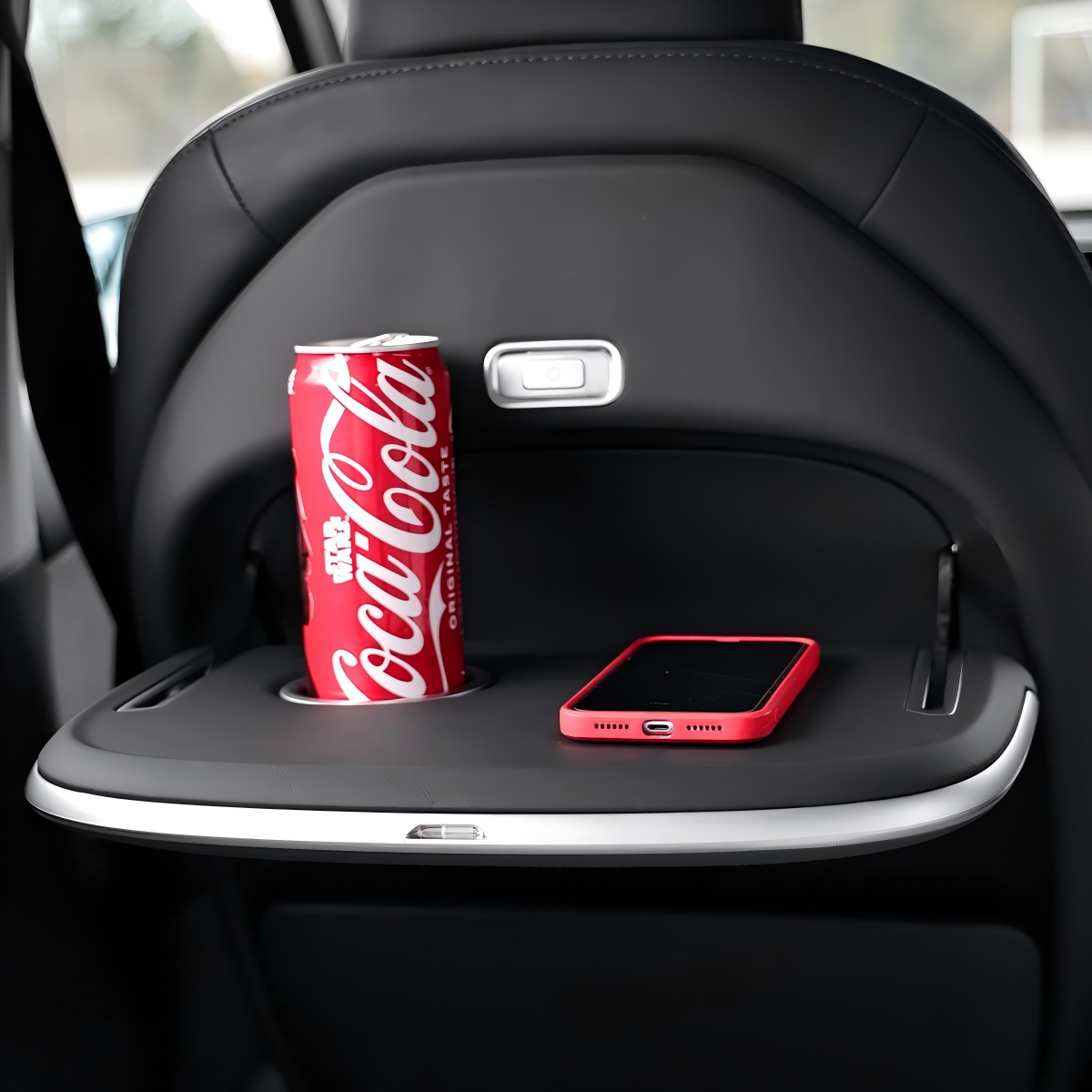 Tesla Electric & Manual Folding Tray Table with Wireless Charger and Ambient Lighting for Model Y / Y Juniper / 3 Highland