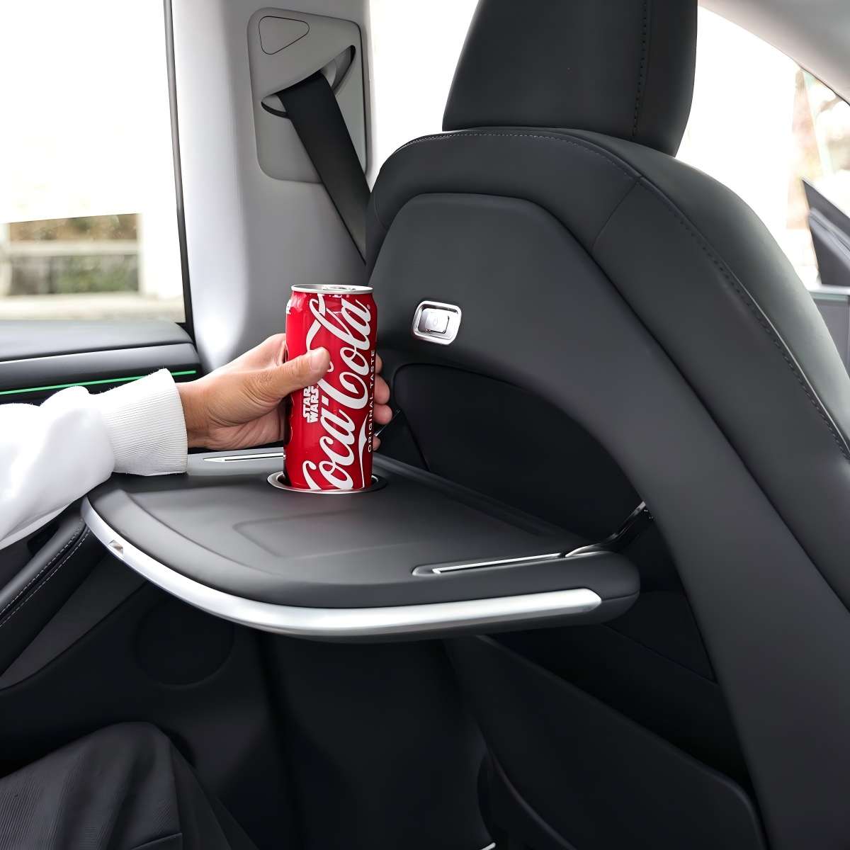 Tesla Electric & Manual Folding Tray Table with Wireless Charger and Ambient Lighting for Model Y / Y Juniper / 3 Highland