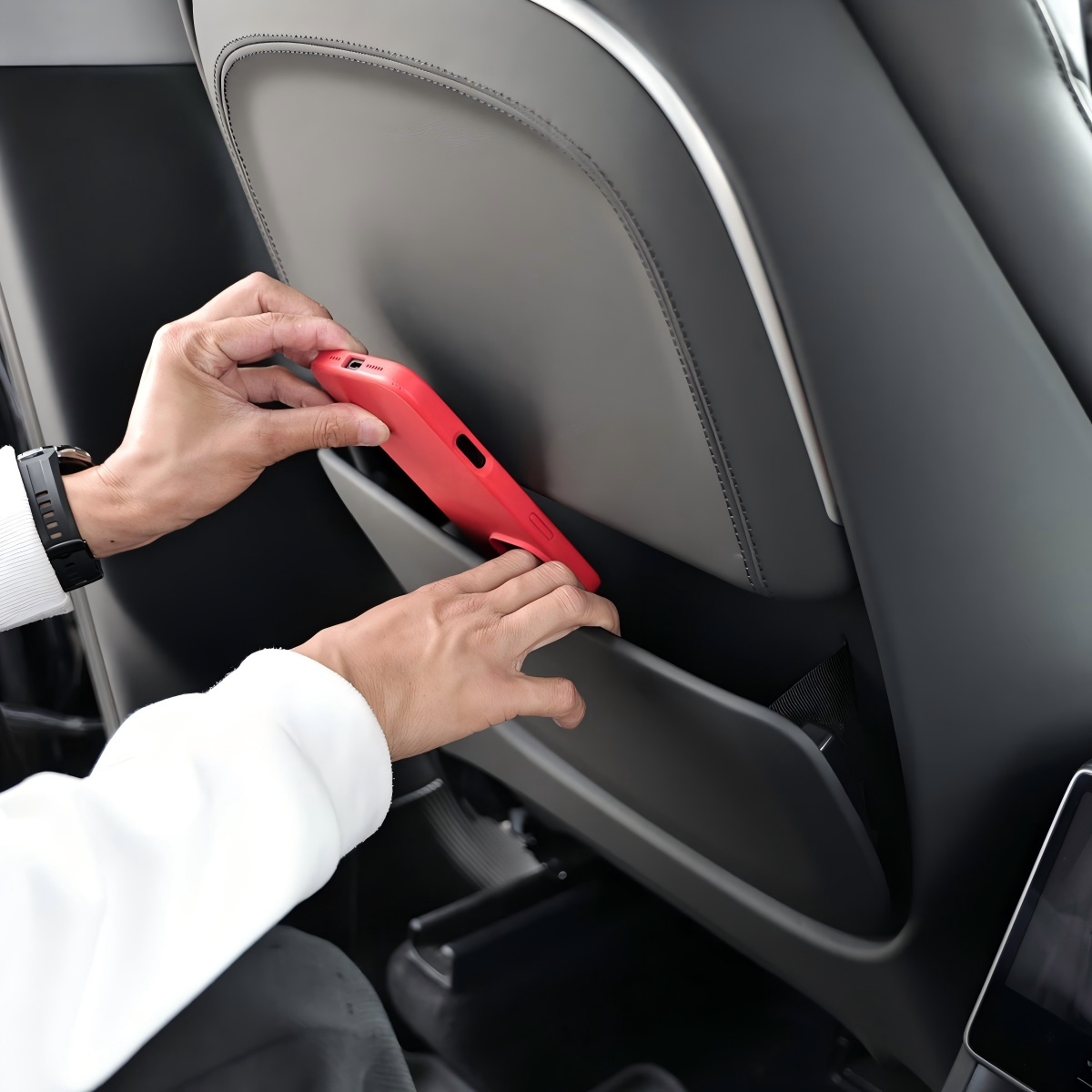 Tesla Electric & Manual Folding Tray Table with Wireless Charger and Ambient Lighting for Model Y / Y Juniper / 3 Highland