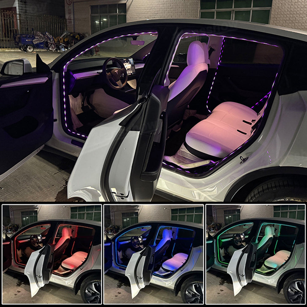 Door LED Strip Lights with APP Control for Tesla Model 3 / 3 Highland / Model Y / Y Juniper Interior Ambient Lighting