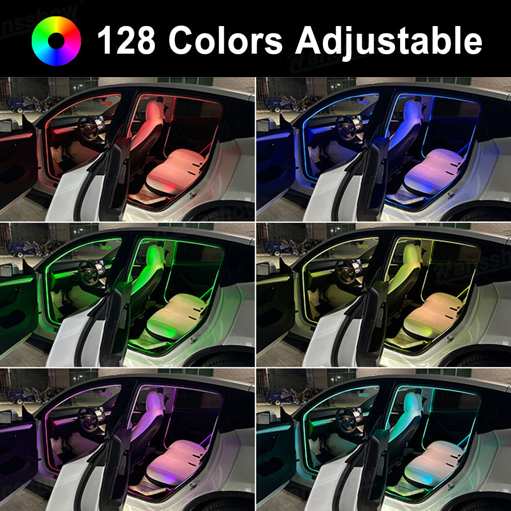 Door LED Strip Lights with APP Control for Tesla Model 3 / 3 Highland / Model Y / Y Juniper Interior Ambient Lighting