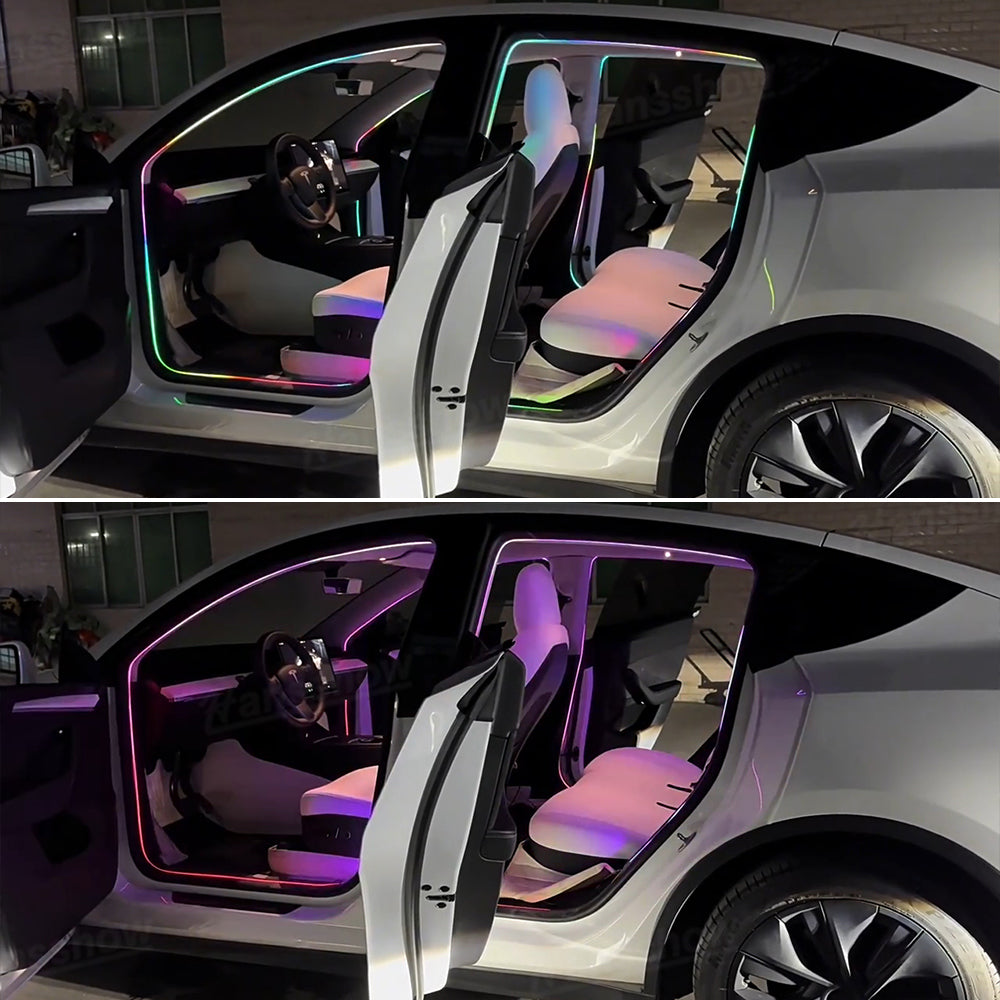 Door LED Strip Lights with APP Control for Tesla Model 3 / 3 Highland / Model Y / Y Juniper Interior Ambient Lighting