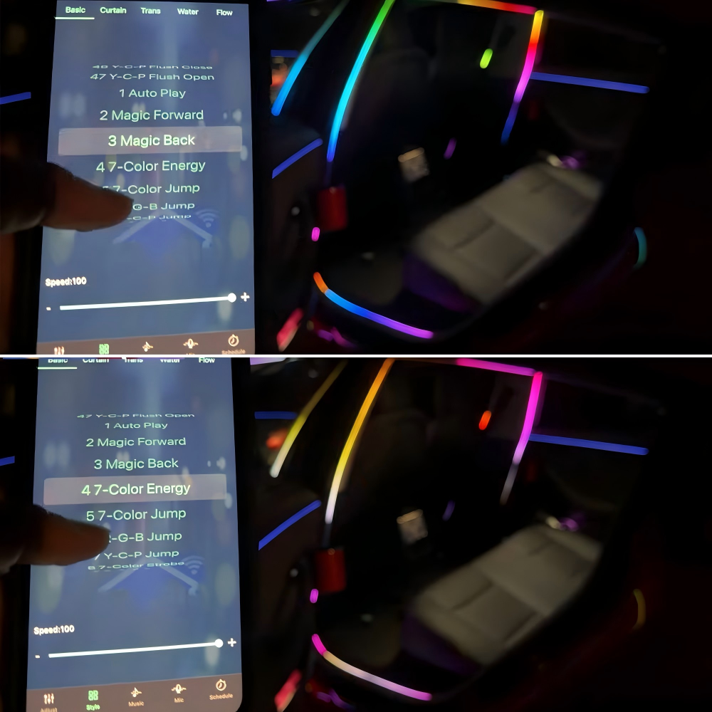 Door LED Strip Lights with APP Control for Tesla Model 3 / 3 Highland / Model Y / Y Juniper Interior Ambient Lighting