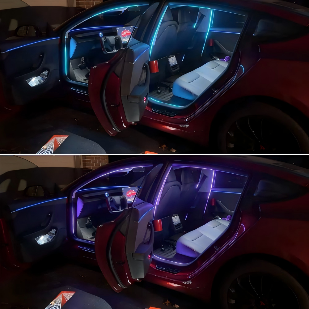 Door LED Strip Lights with APP Control for Tesla Model 3 / 3 Highland / Model Y / Y Juniper Interior Ambient Lighting