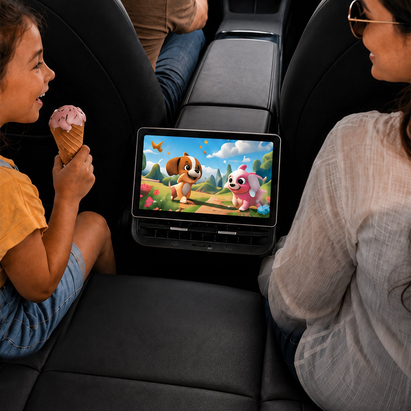 Tesla Model 3/Y Rear Entertainment Screen – R89 Plus Display for Road Trips