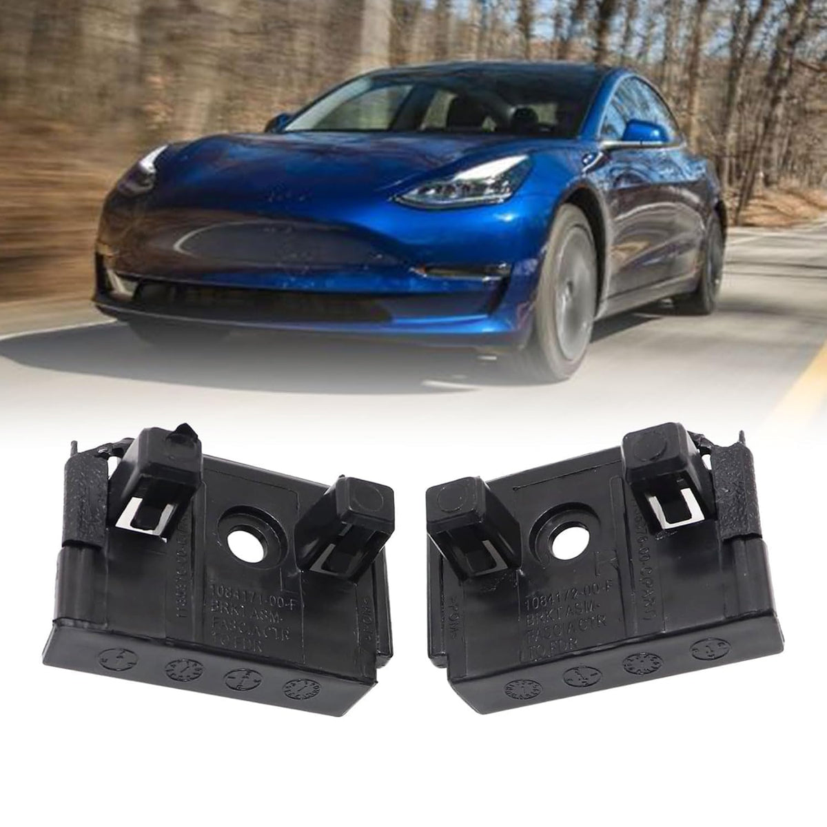 Front Bumper Center Bracket Pair for Tesla Model 3 / Model Y, 1084171-00-F L + 1084172-00-F R