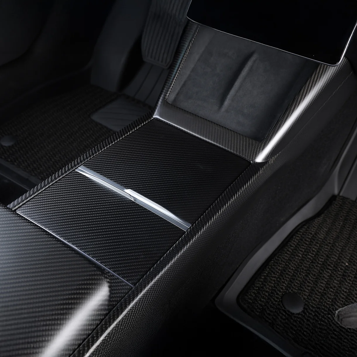 Carbon Fiber Center Console One-Piece Trim Frame for Tesla Model 3 Highland / Model Y Juniper / Model Y L