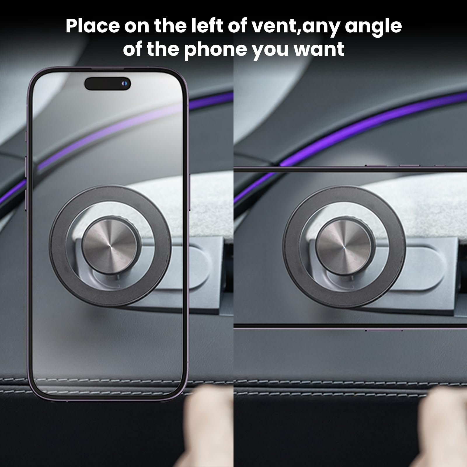 Minimalist Magnetic Phone Mount with Silicone Base for Tesla Model Y Juniper 2025.03+
