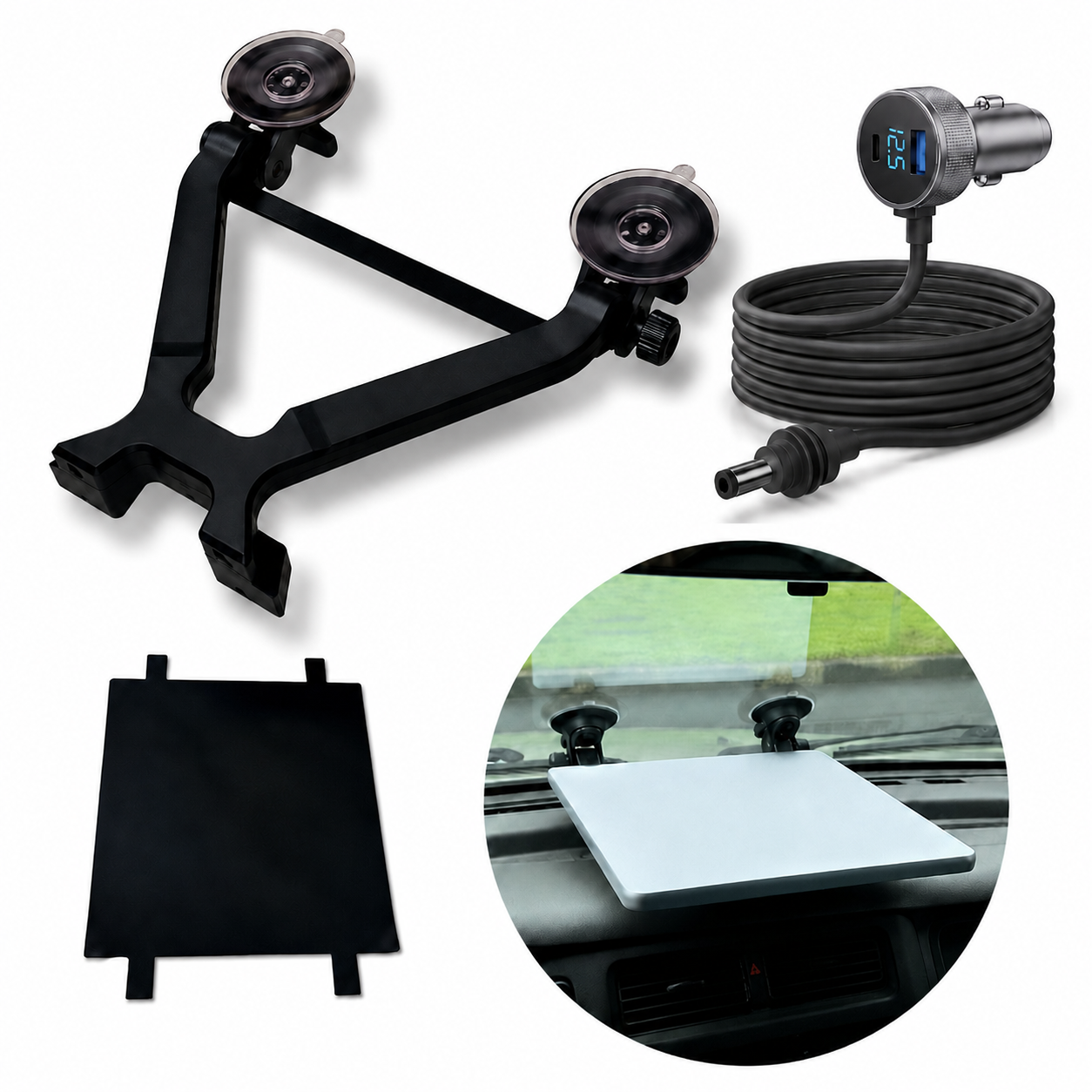 Starlink Mini Windshield Suction Cup Mount Base with Crossbar and Black Anti-Glare Cloth