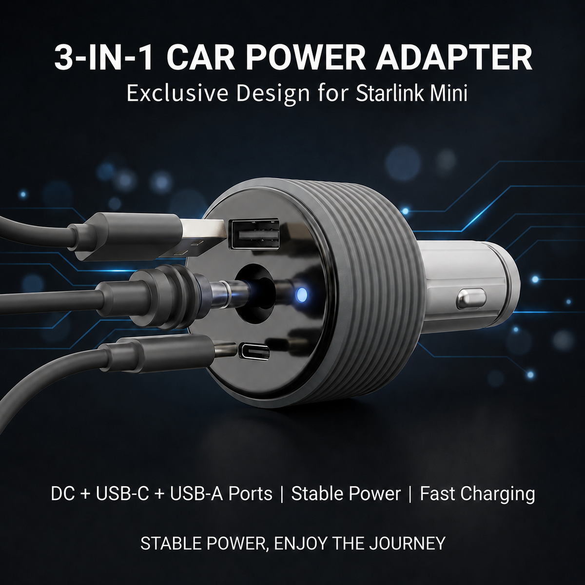 Starlink Mini 12V/24V Car Charger - 30V 3.5A, USB-A/C