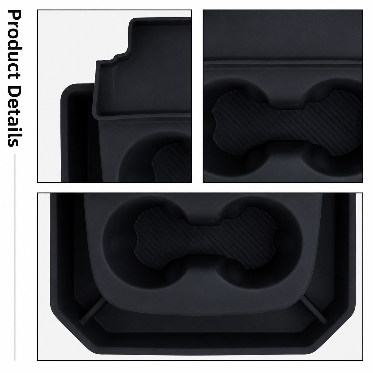 Black Silicone Center Console Cup Holder Storage Box for Tesla Model Y Standard 2025.11+