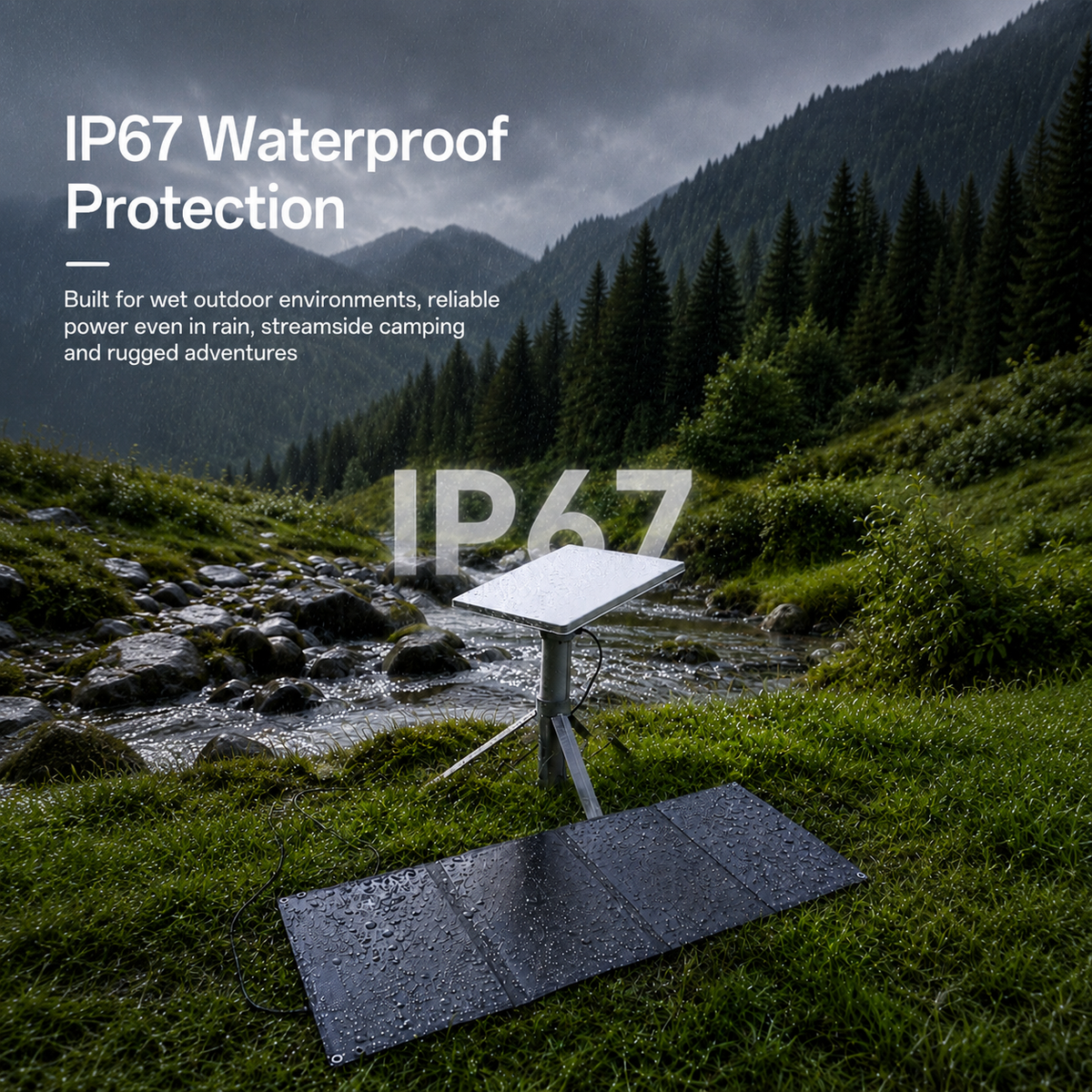 IP67 outdoor waterproof protection for Starlink Mini 40W solar panel