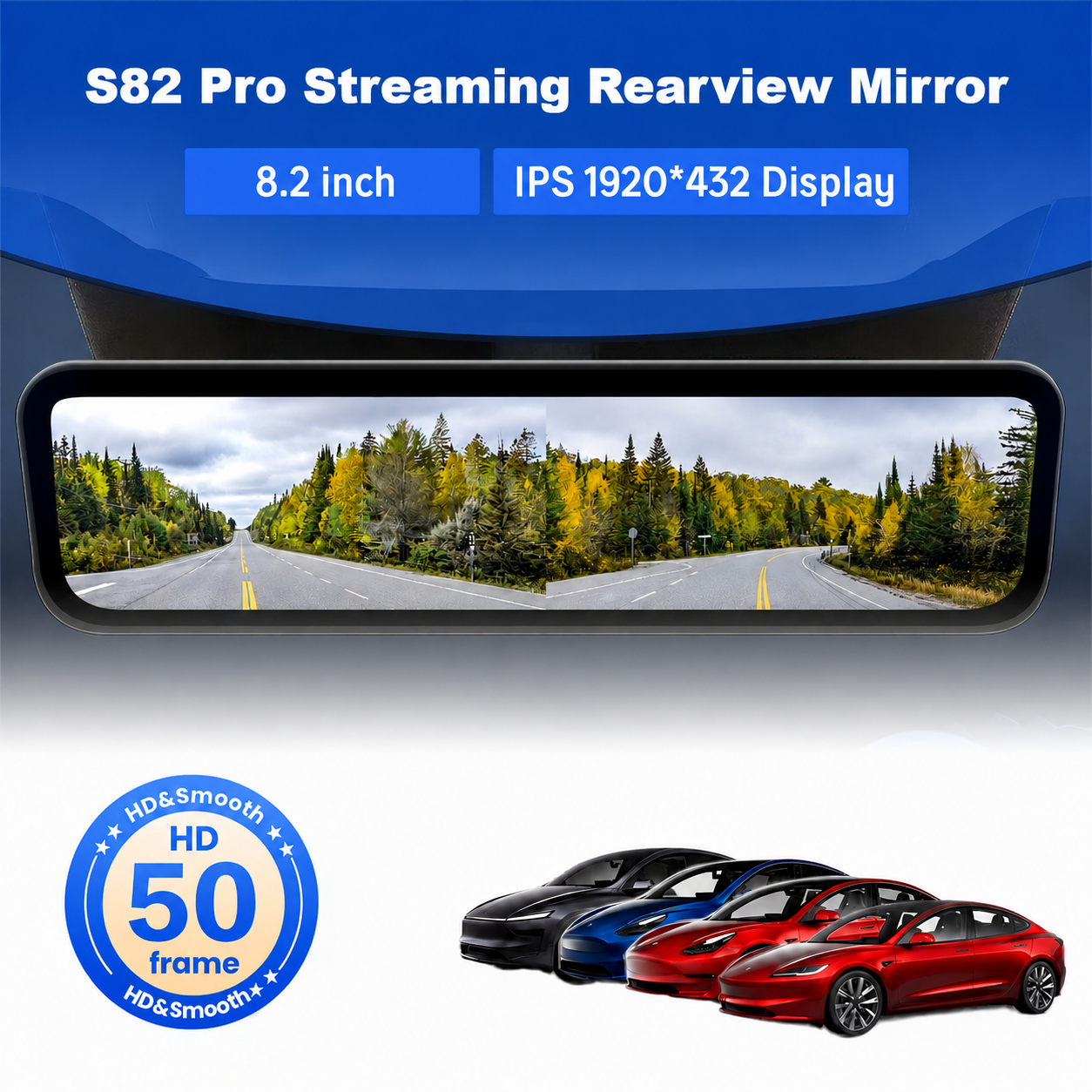 Special S82 Pro 2/4K HD 8.2Inch Streaming Rearview Mirror For Tesla Model 3/3 Highland/ Y / Y Juniper/ Y L