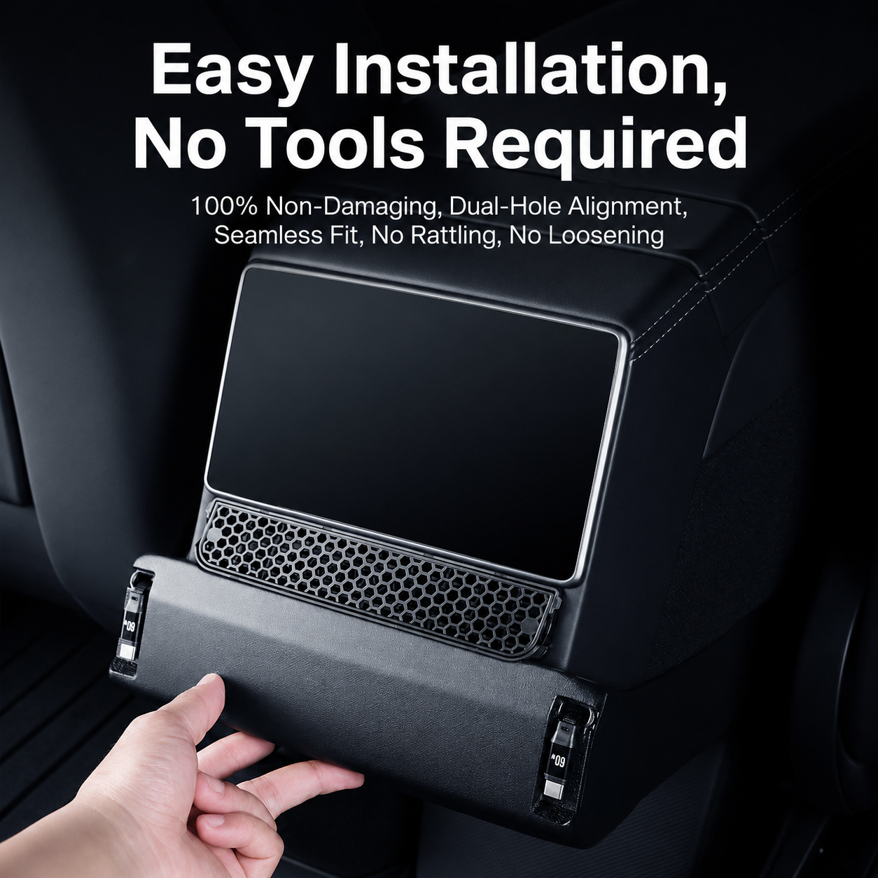 Rear Air Vent Retractable Cable Charging Dock with Aroma Diffuser for Tesla Model Y L 2025.11+