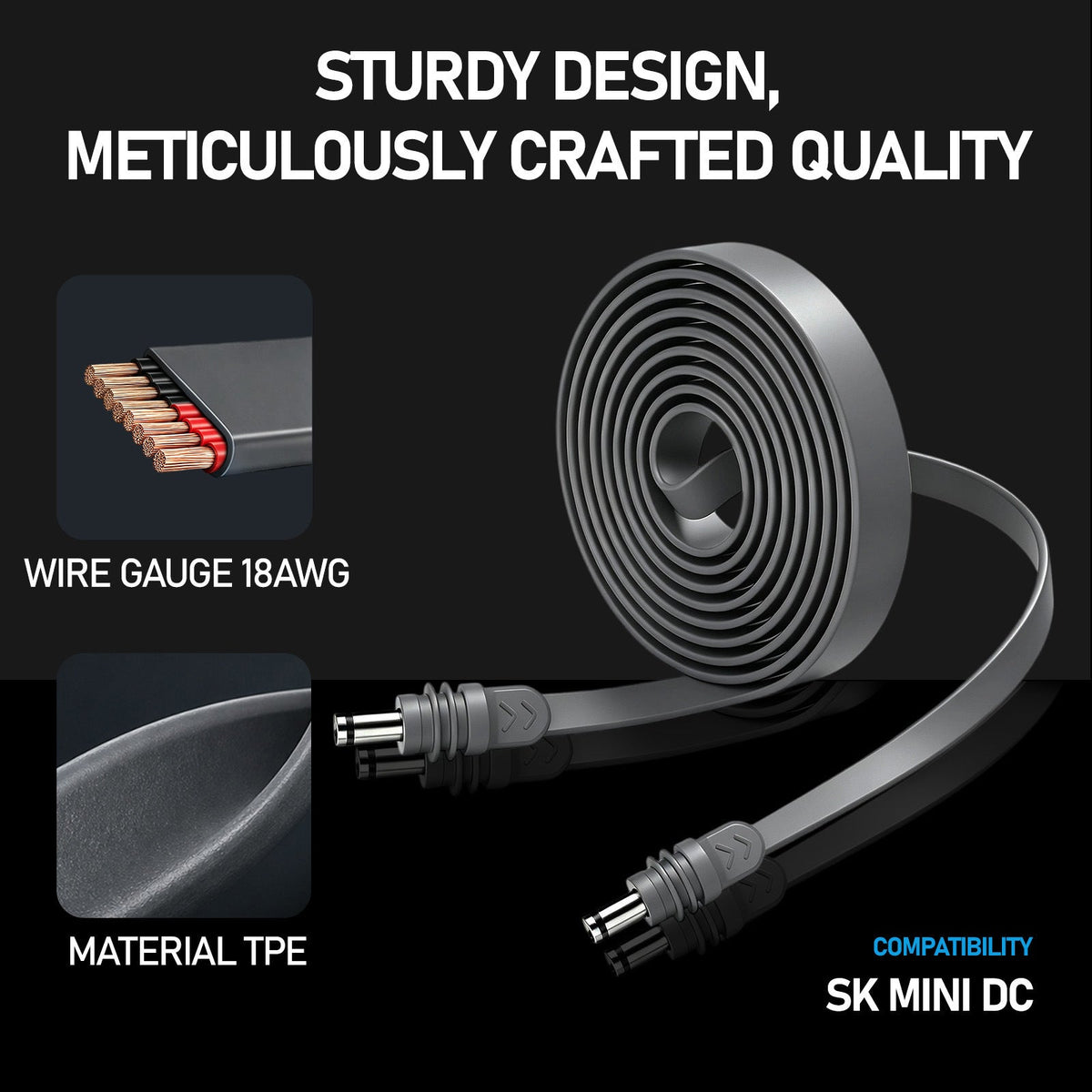Starlink Mini IP67 Waterproof Flat DC-to-DC Power Cable - 20A Rated