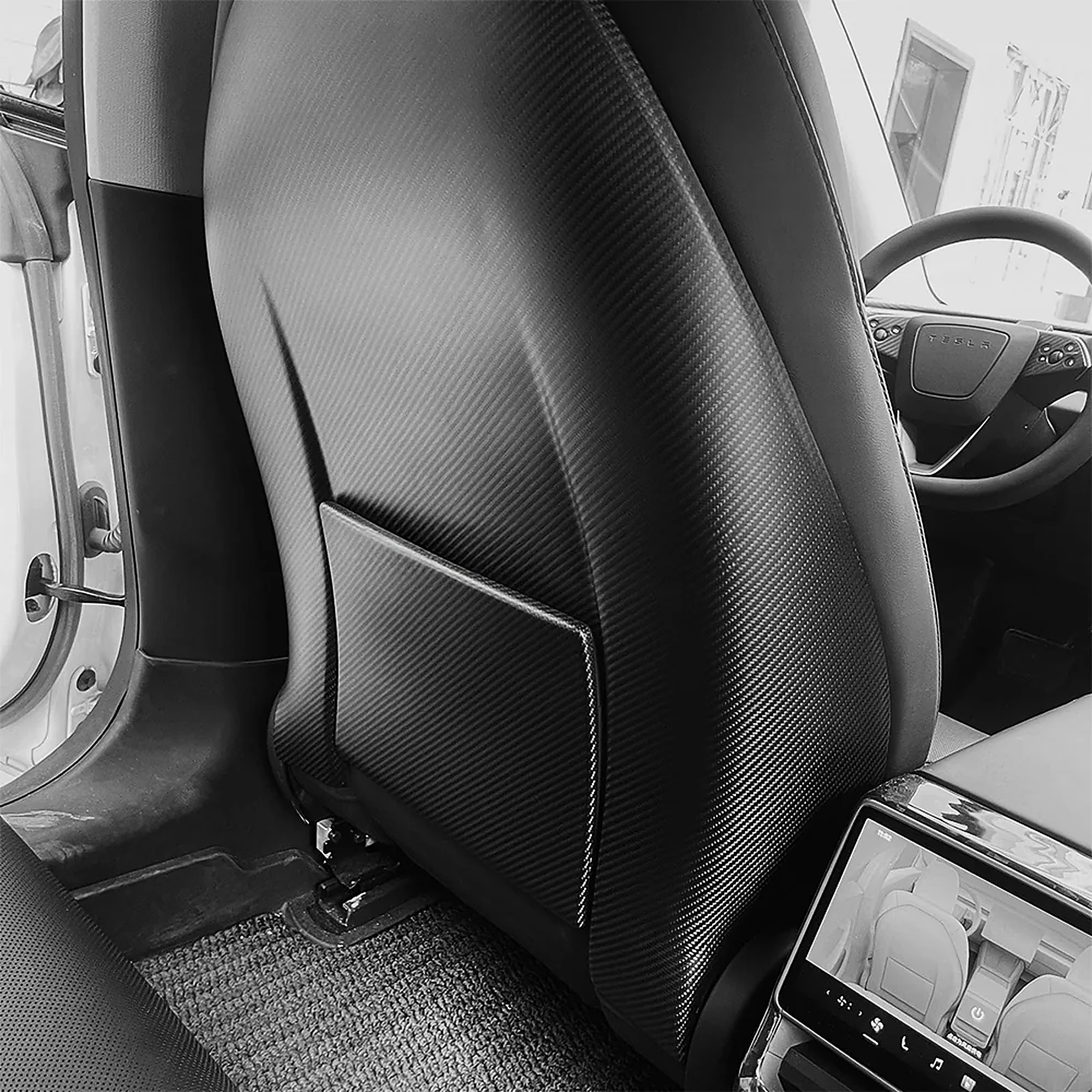 4-Piece Carbon Fiber Seat Back Cover Set for Tesla Model 3 Highland / Model Y Juniper / Model Y L